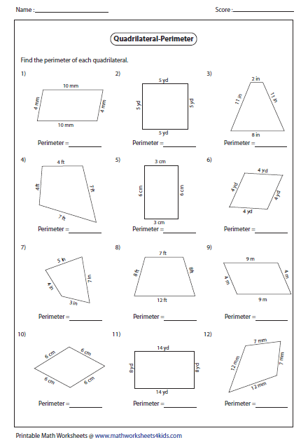 area and perimeter worksheets grade 4