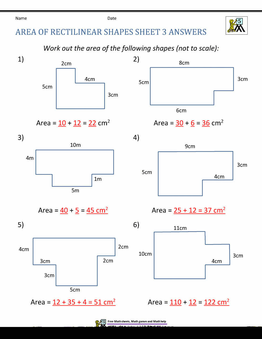 area of complex shapes worksheet