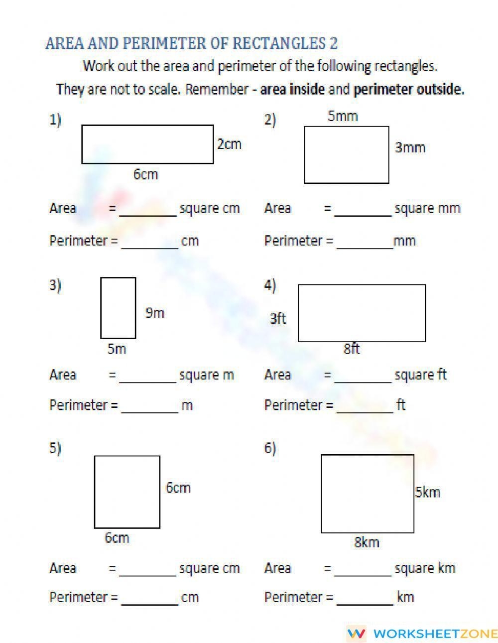 Area Of Square And Rectangles Worksheet Live Worksheets Worksheets