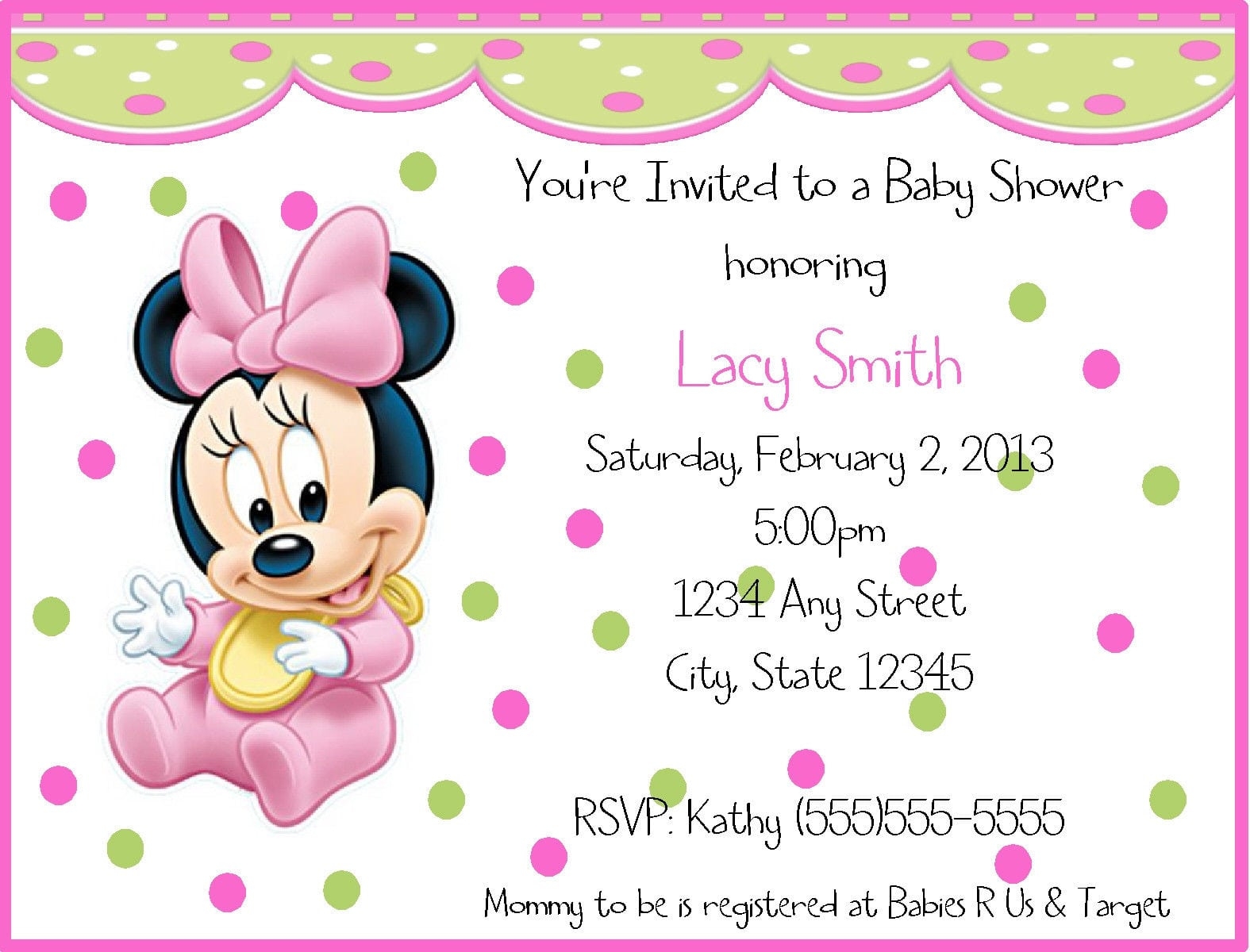 Baby Minnie Mouse Invitation Template