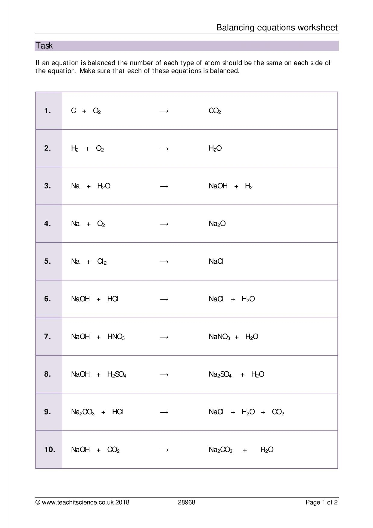 balancing equations worksheet with answers pdf