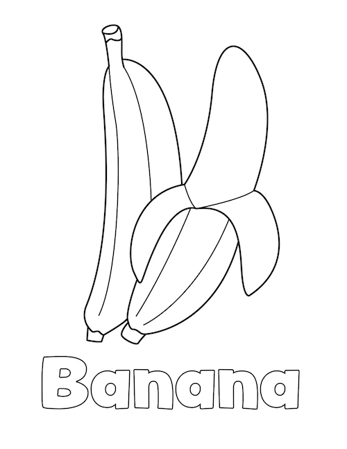 Banana Coloring Page Little Bee Family