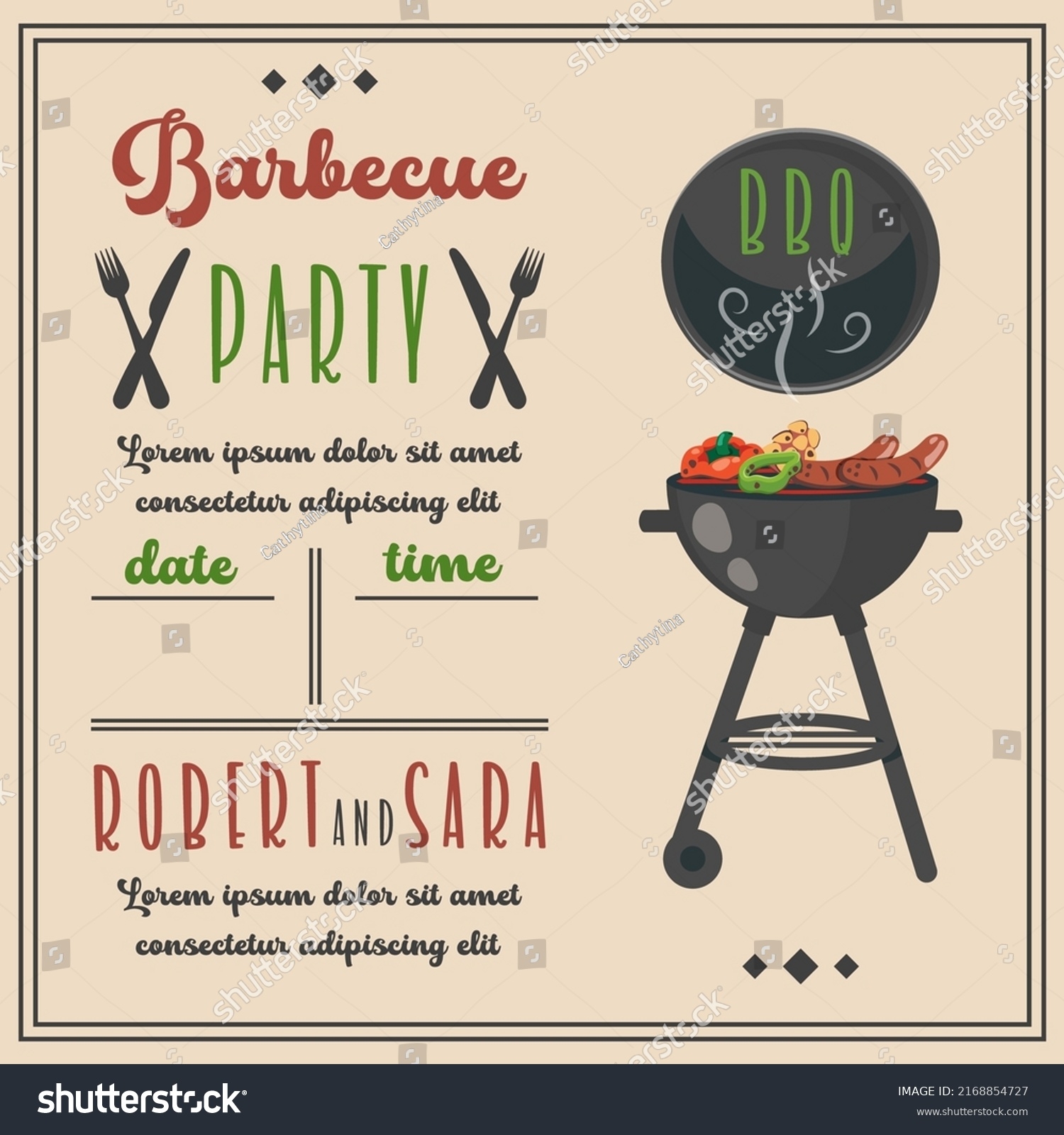 Barbecue Party Invitation Bbq Invite Template Stock Vector Royalty 