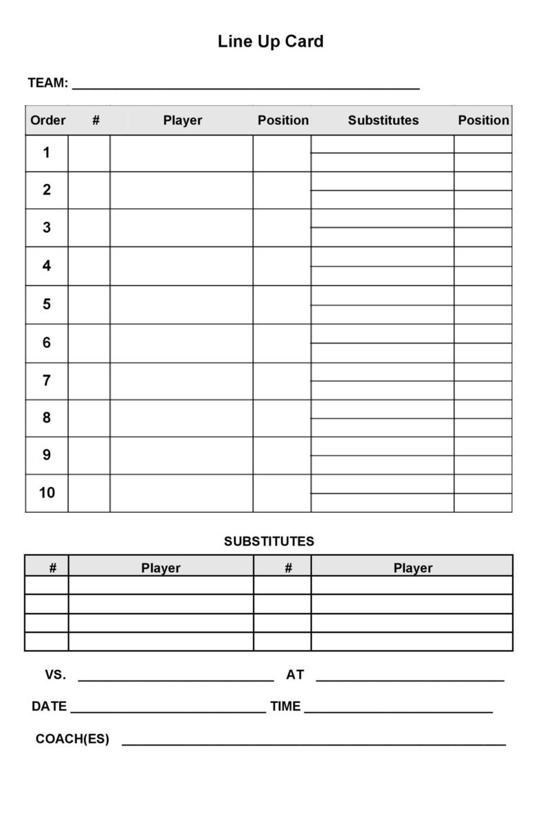Baseball Lineup Templates Printable Forms Free Online