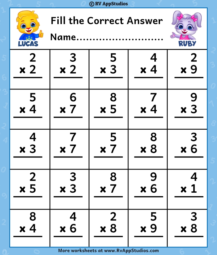 Basic Multiplication Worksheets Download Free Printables For Kids