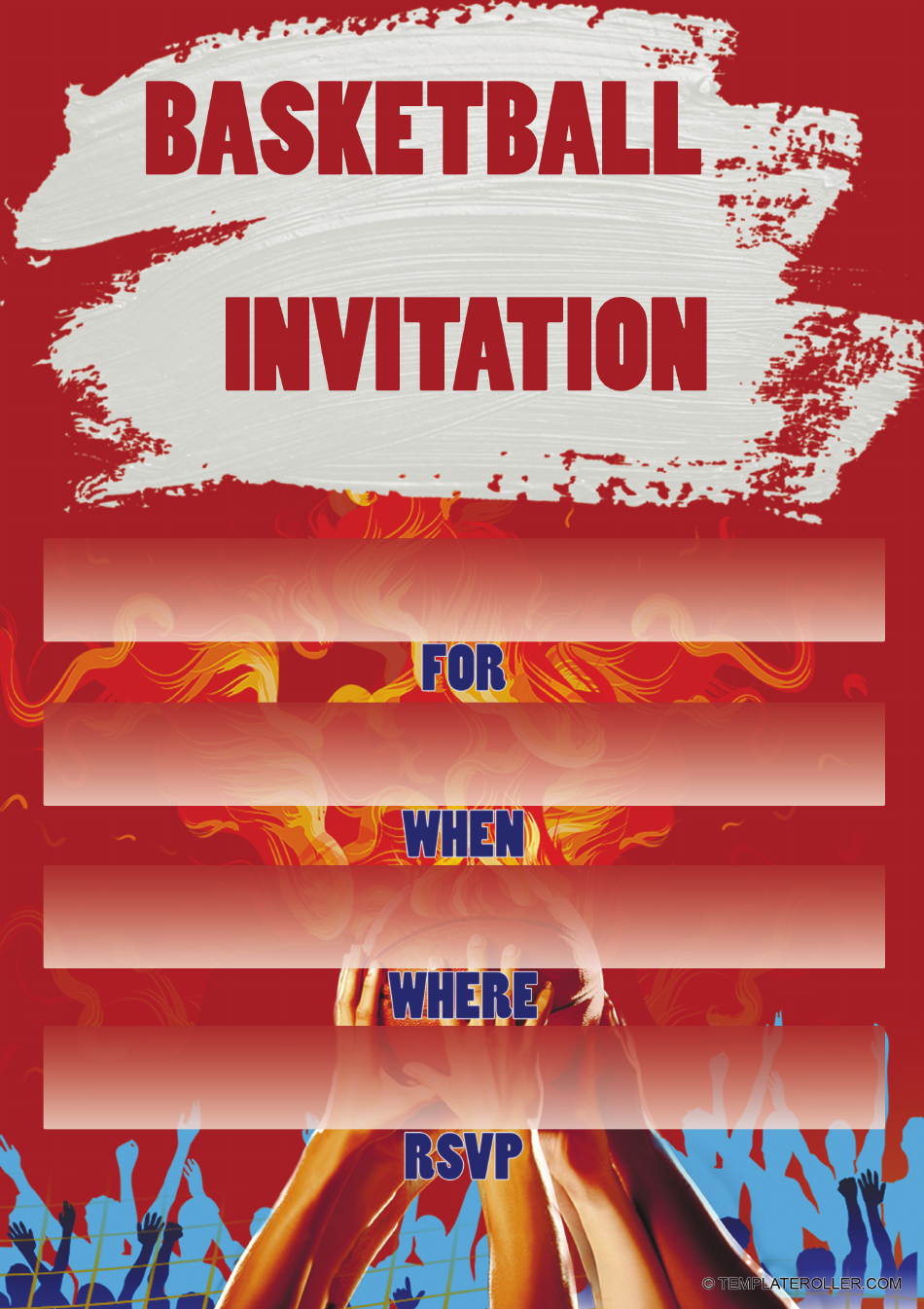 Basketball Invitation Template Red Download Printable PDF 