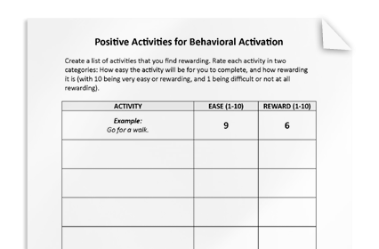 Behavioral Activation Worksheet Therapist Aid