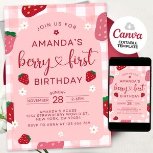 berry first birthday invitation template