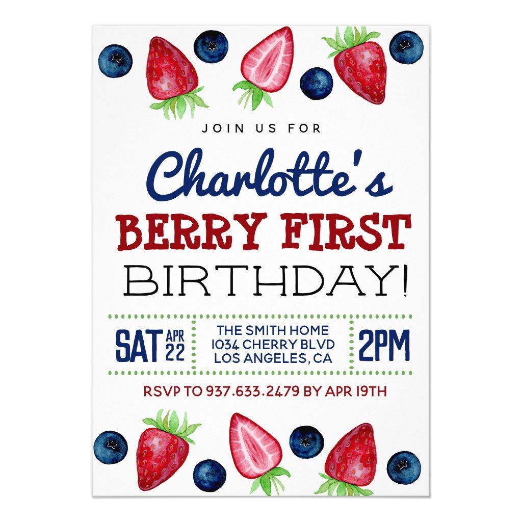 Berry First Birthday Invitation Template Free Dev onallcylinders