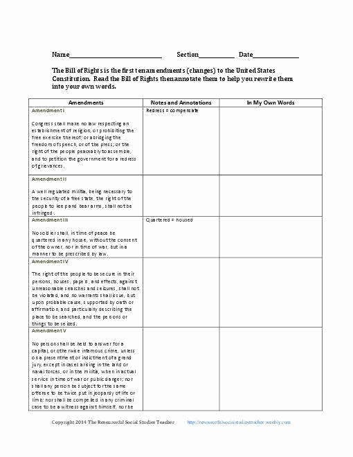 Bill Of Rights Worksheet Elegant Bill Rights Worksheet Chessmuseum