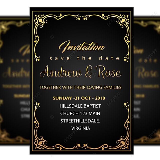 black gold invitation template