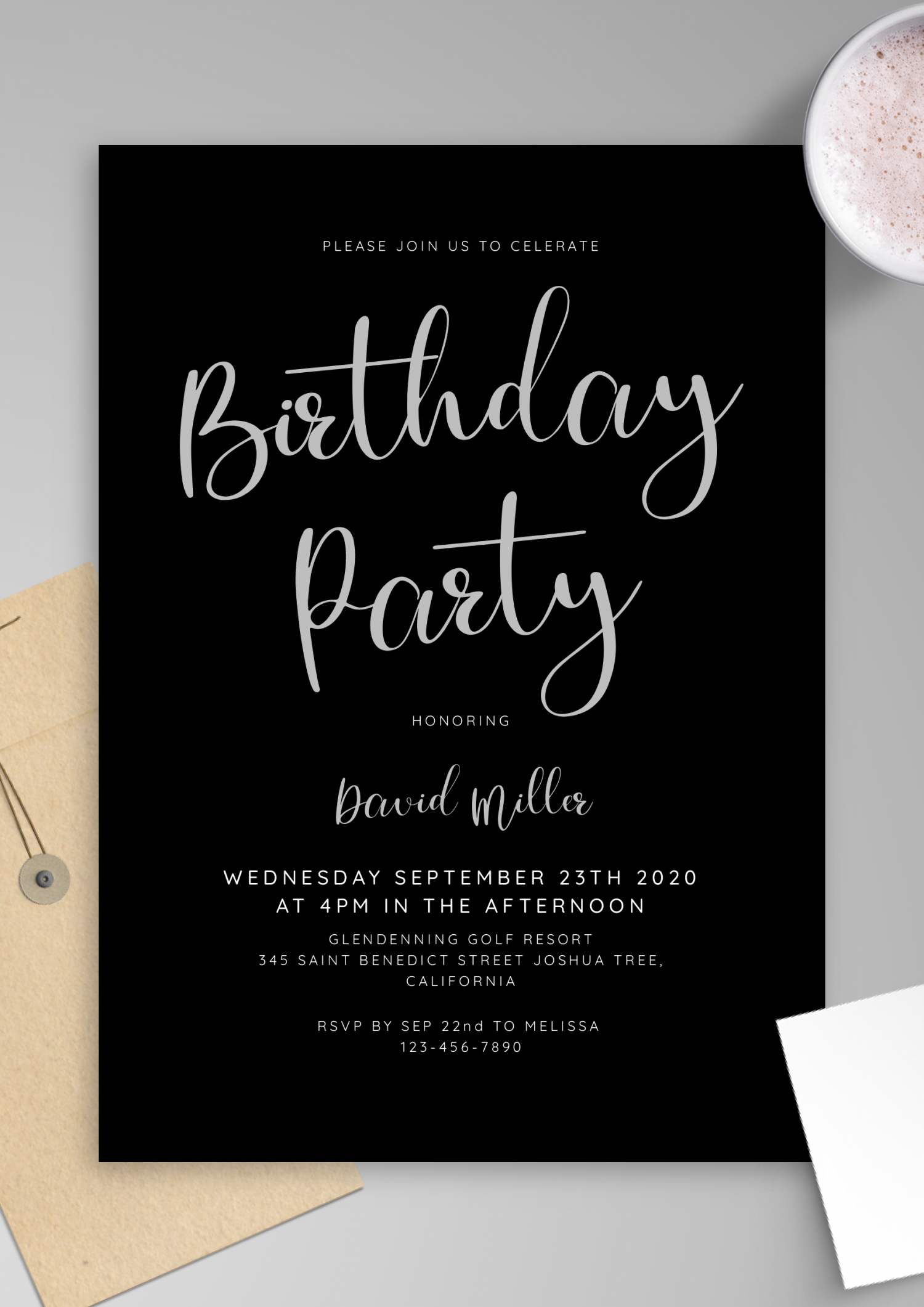 black invitation template