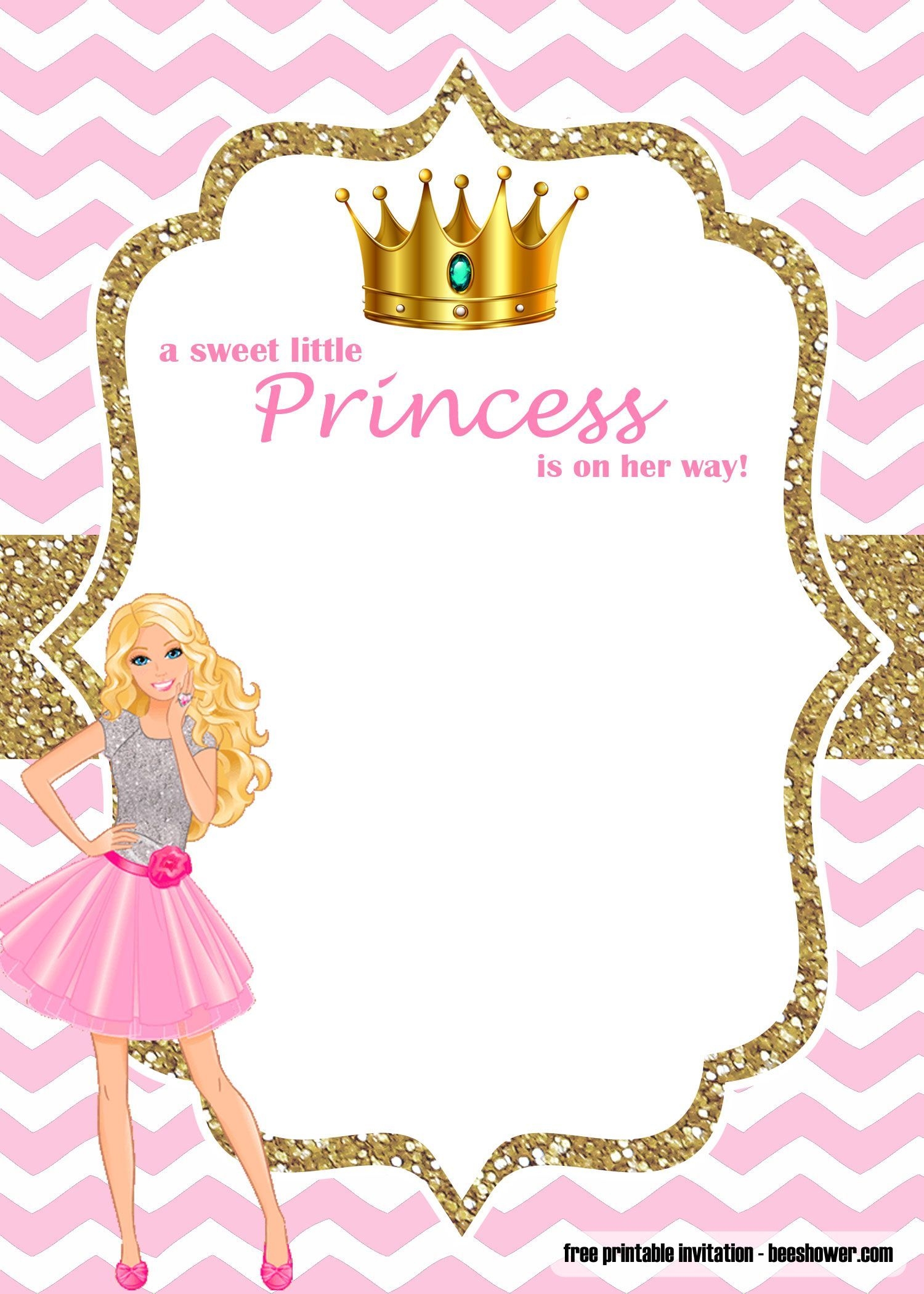 blank barbie birthday invitation template