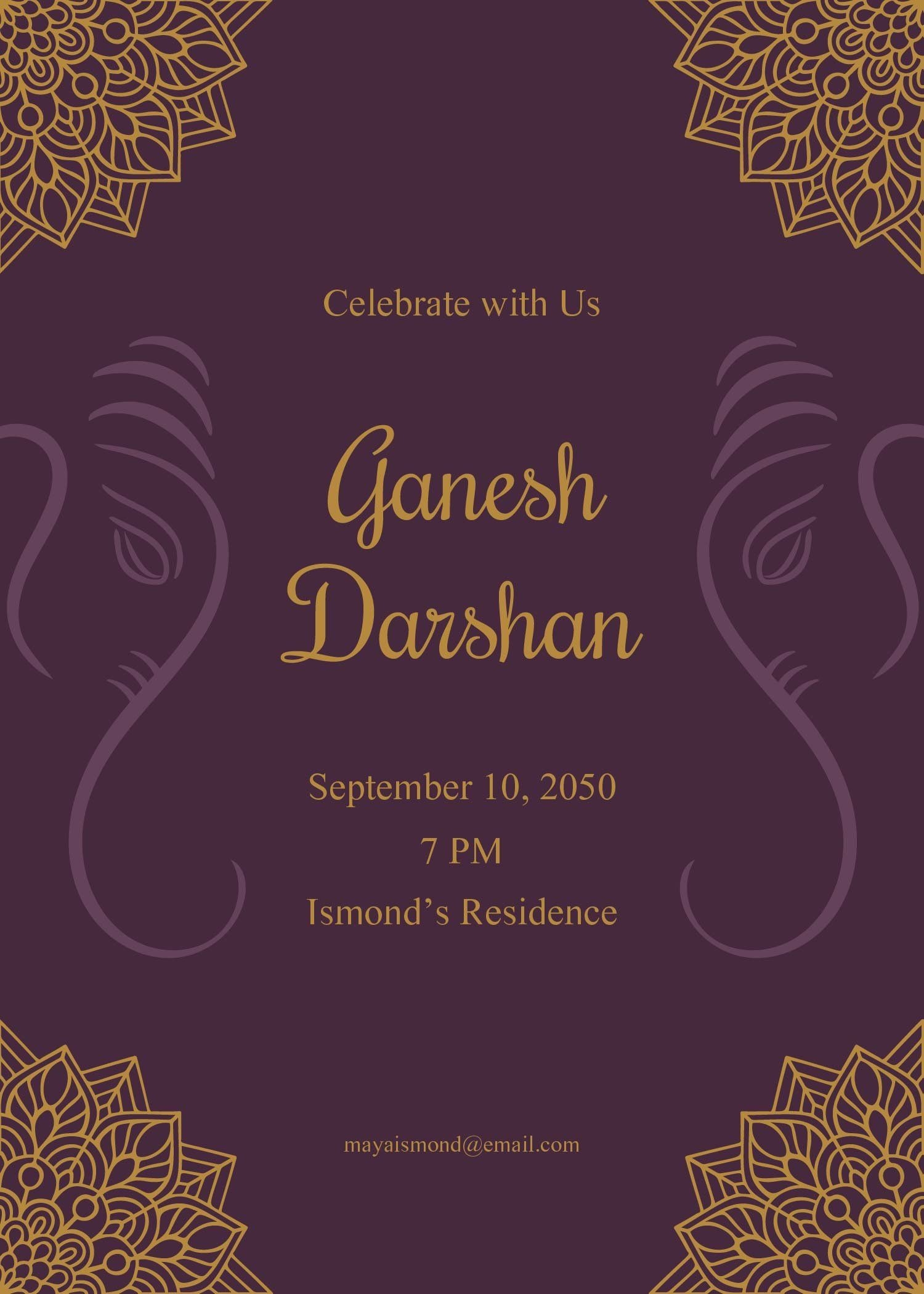 Blank Ganesha Invitation Template Ganpati Invitation Card Wedding 