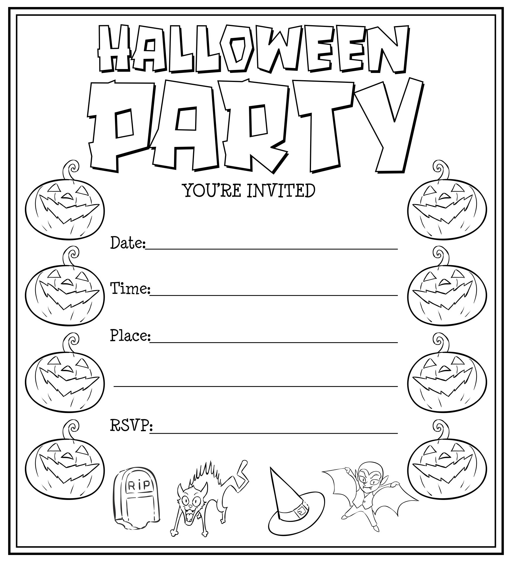 blank halloween party invitation template