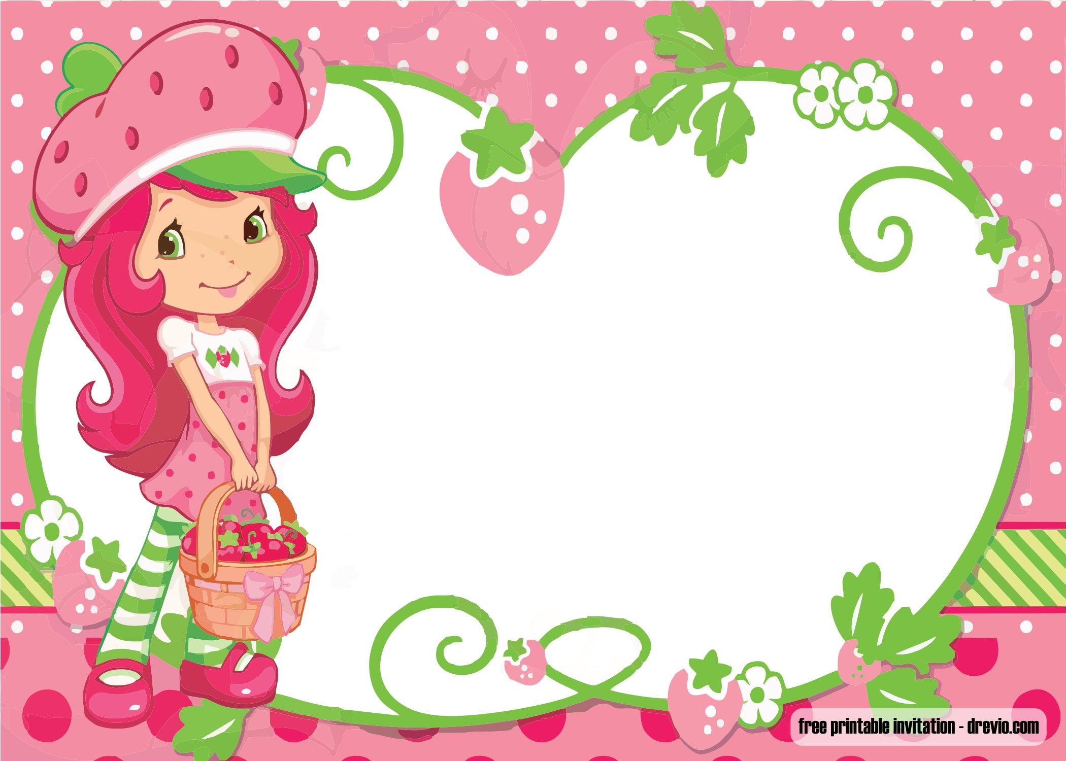 Blank Strawberry Shortcake Invitation Template