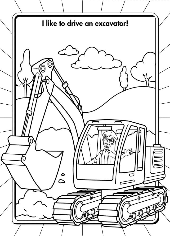Blippi On Excavator Coloring Page Free Printable Coloring Pages For Kids