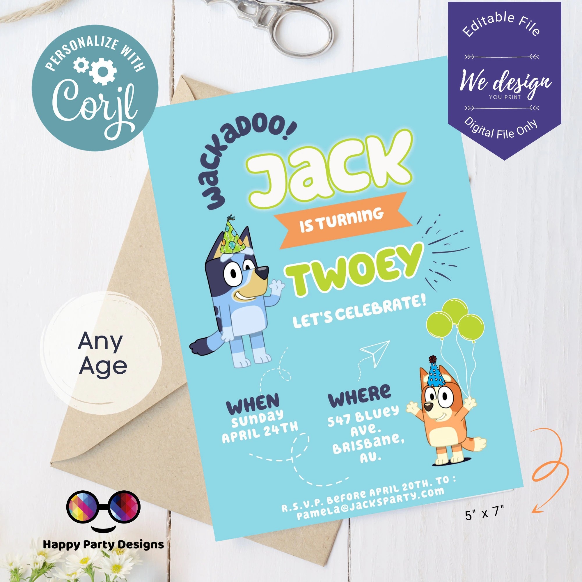 Bluey Invitation Template Free Printable Word Searches