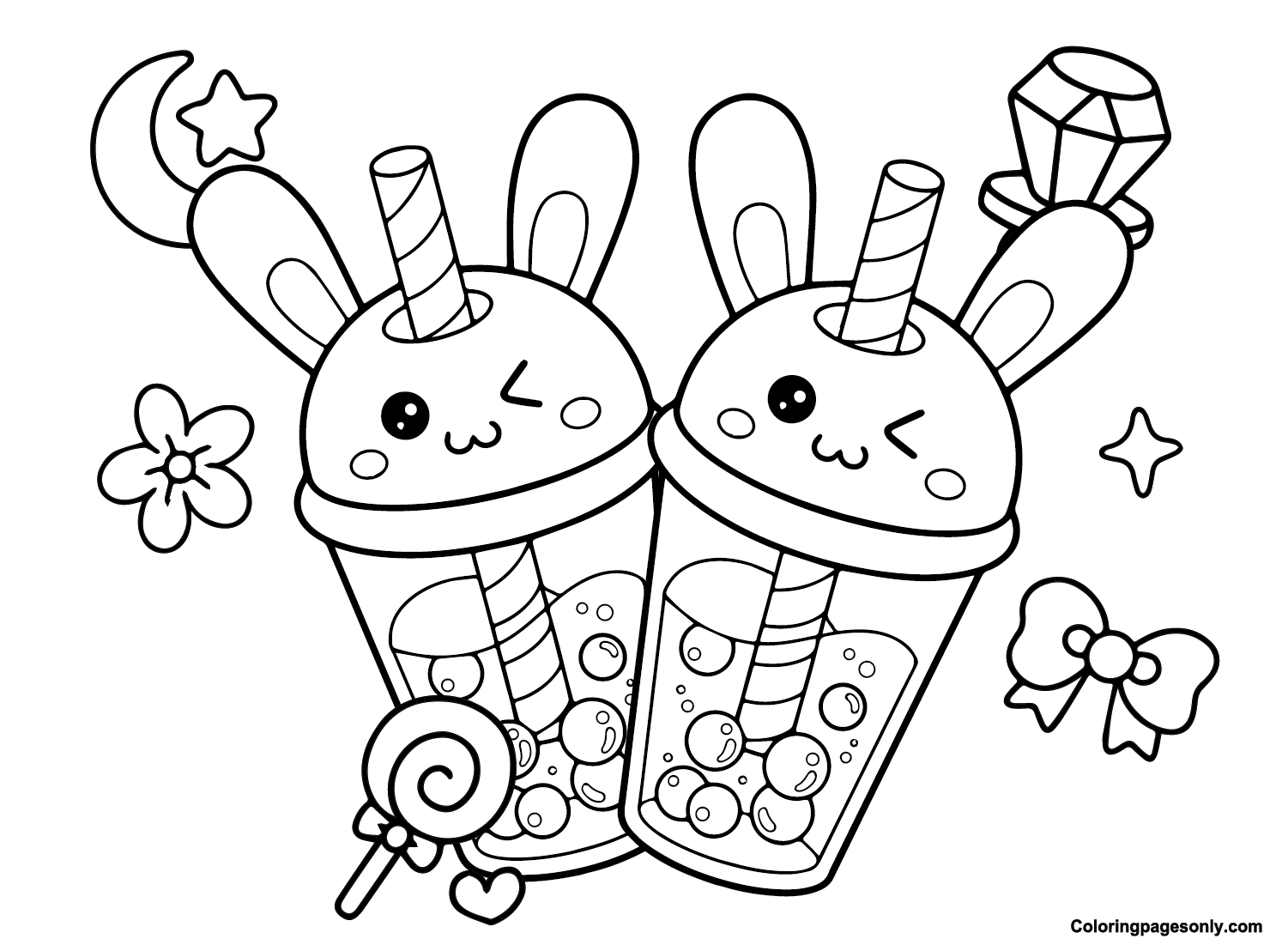 Boba Tea Cartoon Coloring Page Free Printable Coloring Pages