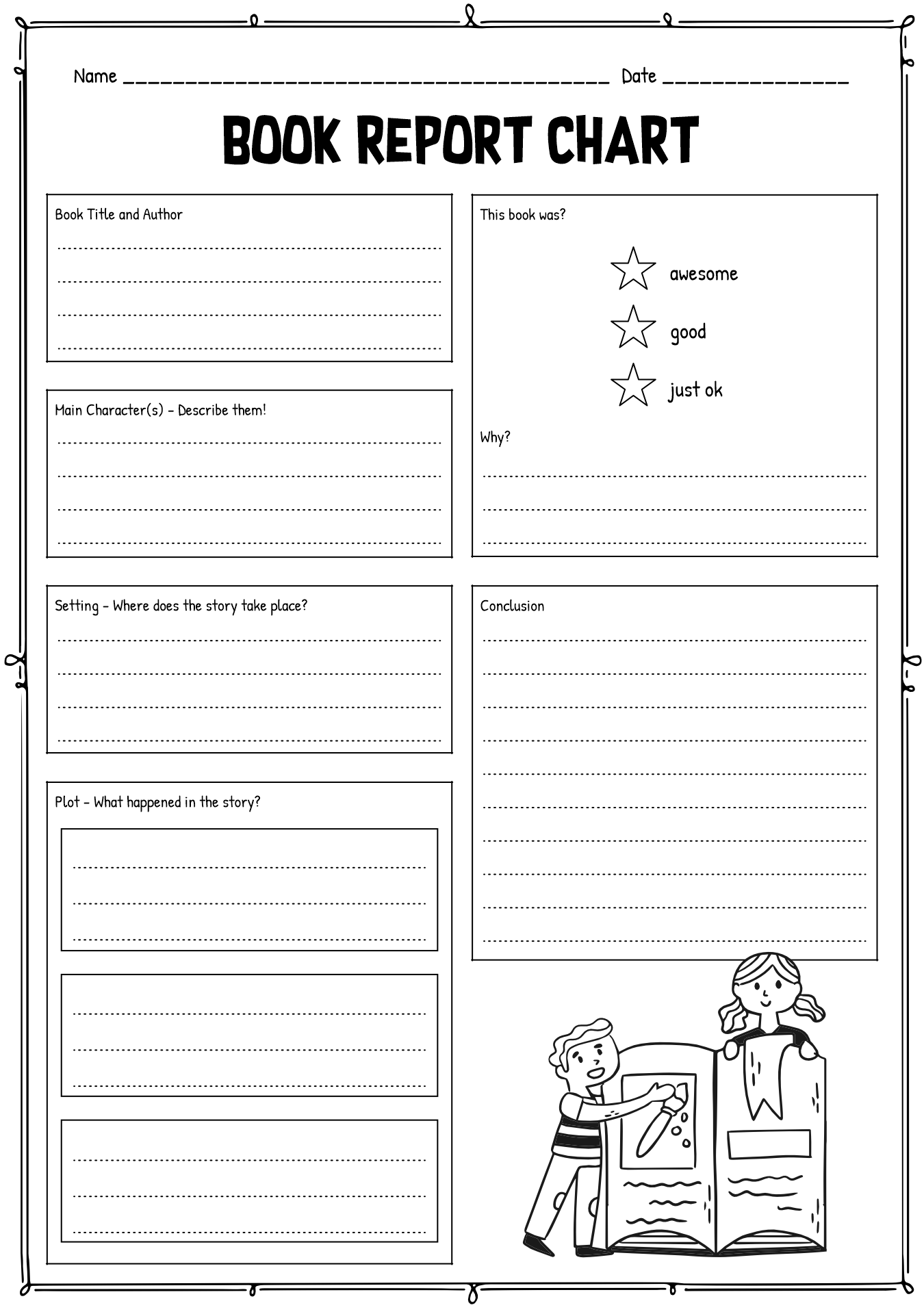 free printable book report template