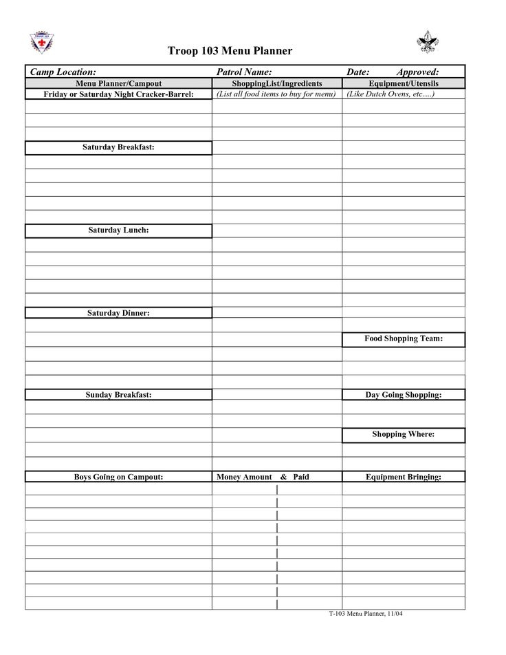 Boy Scout Meal Planning Template Inspirational 13 Best Of Boy Scout Day