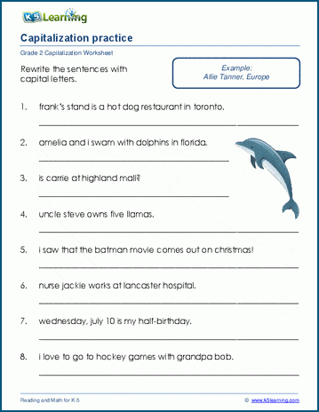 Capitalization Mixed Practice Worksheets K5 Learning Worksheets Library