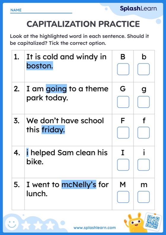Capitalization Practice Worksheet