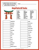 Capitals Of Europe Geography Worksheet
