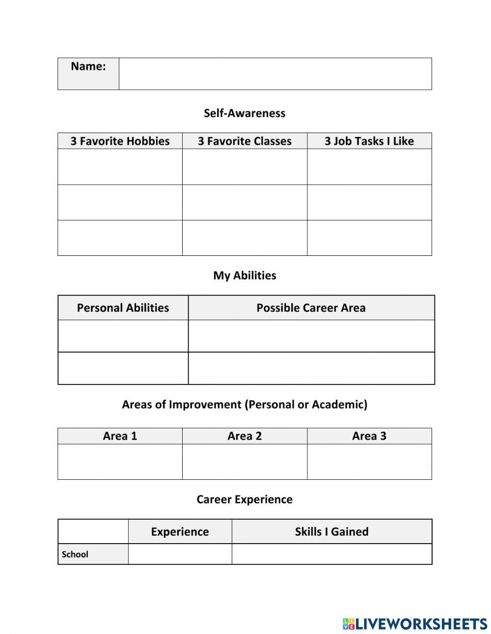free career planning worksheet