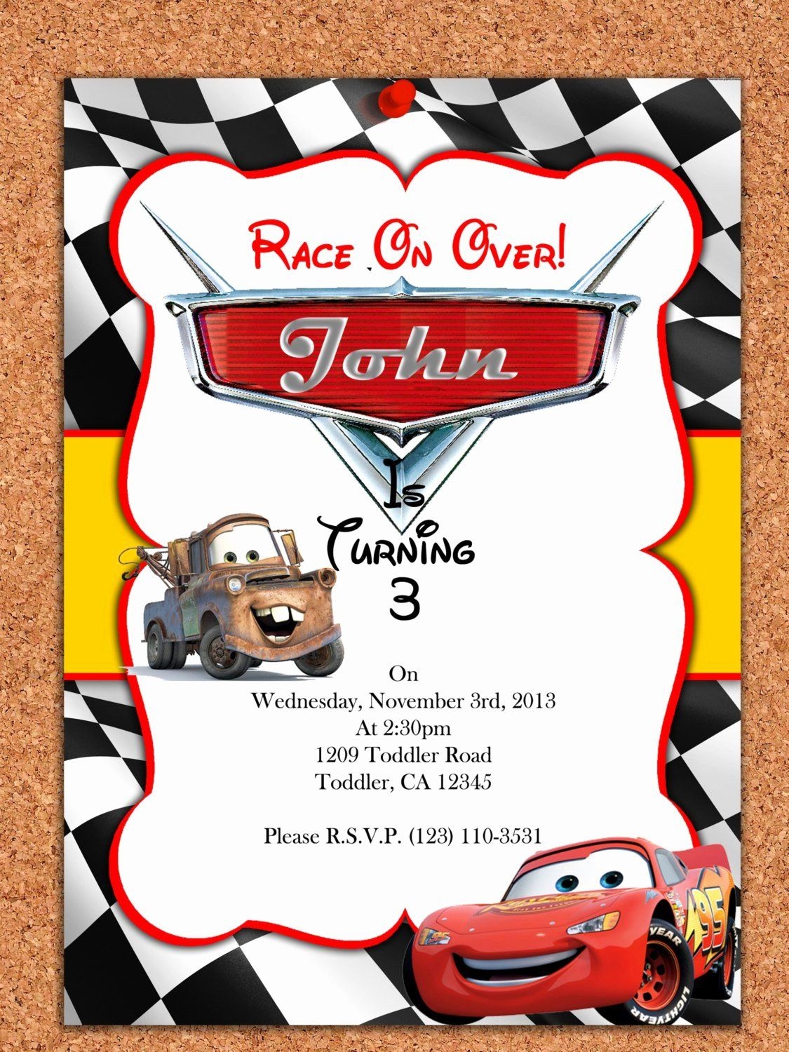 cars invitation template free
