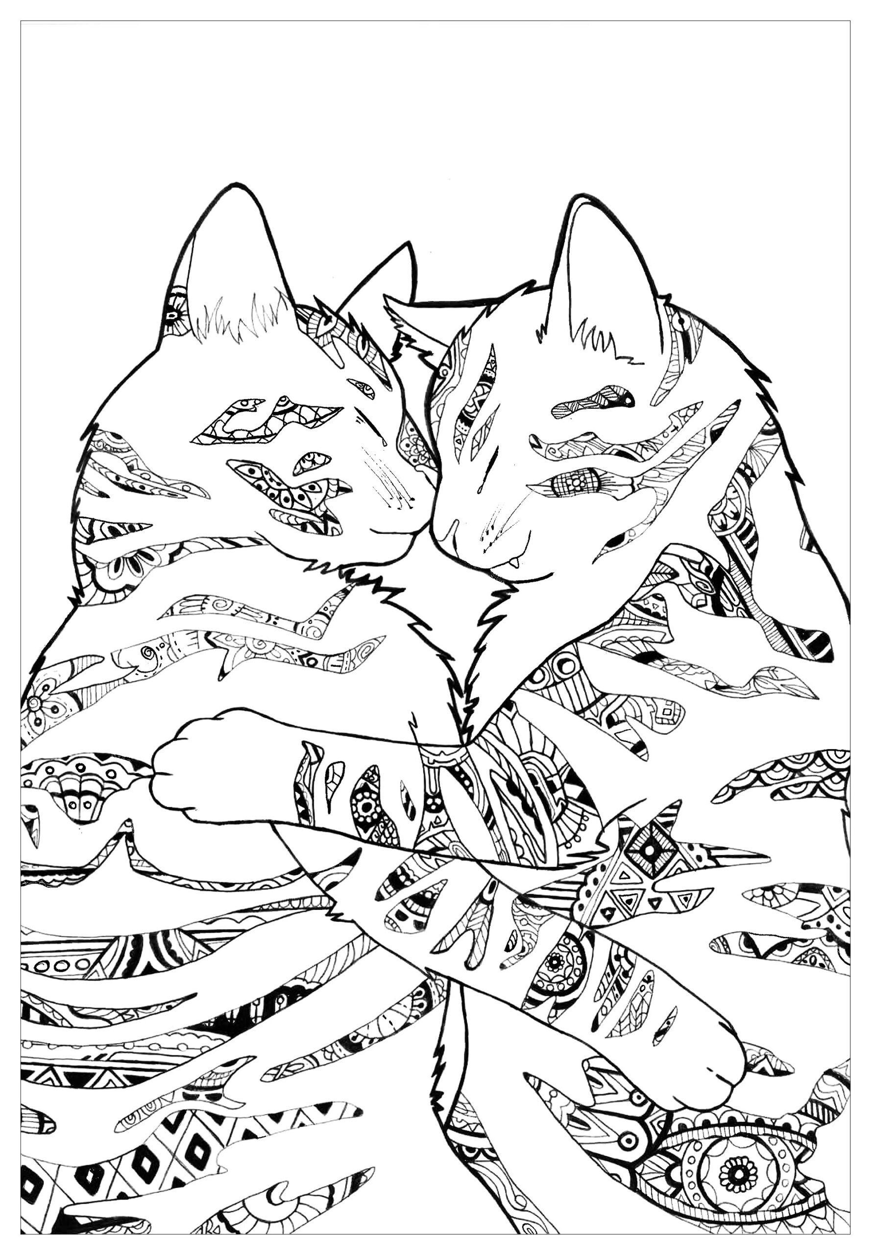 Cats By Paulined Cats Adult Coloring Pages