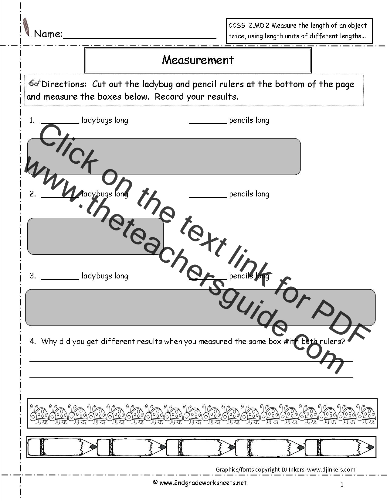 CCSS 2 MD 2 Worksheets Measuring And Estimating Lengths Worksheets