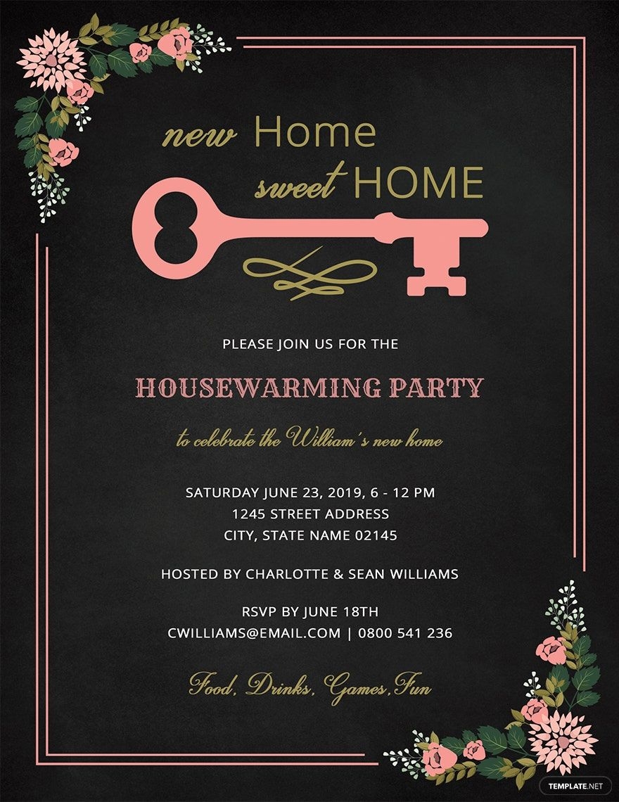 Chalkboard Housewarming Invitation Template In PSD Word Publisher