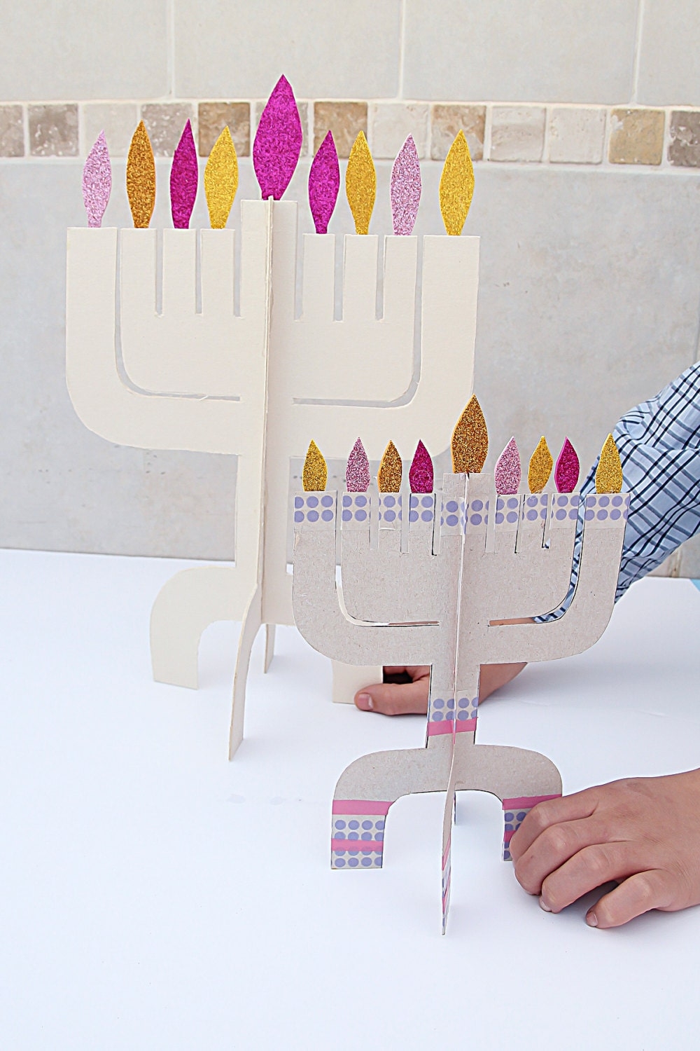 Chanukah Menorah Craft Printable Templates To Make Three Etsy