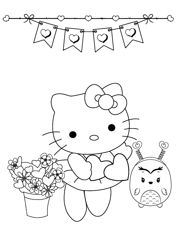 Charming Hello Kitty Valentines Coloring Page Free Printable Coloring 