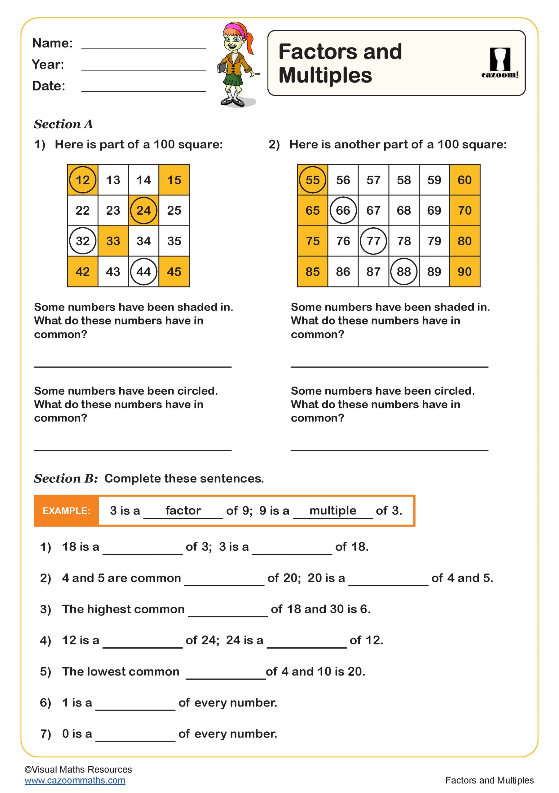 Chasing Factor Rainbows Lesson Plans Worksheets Library