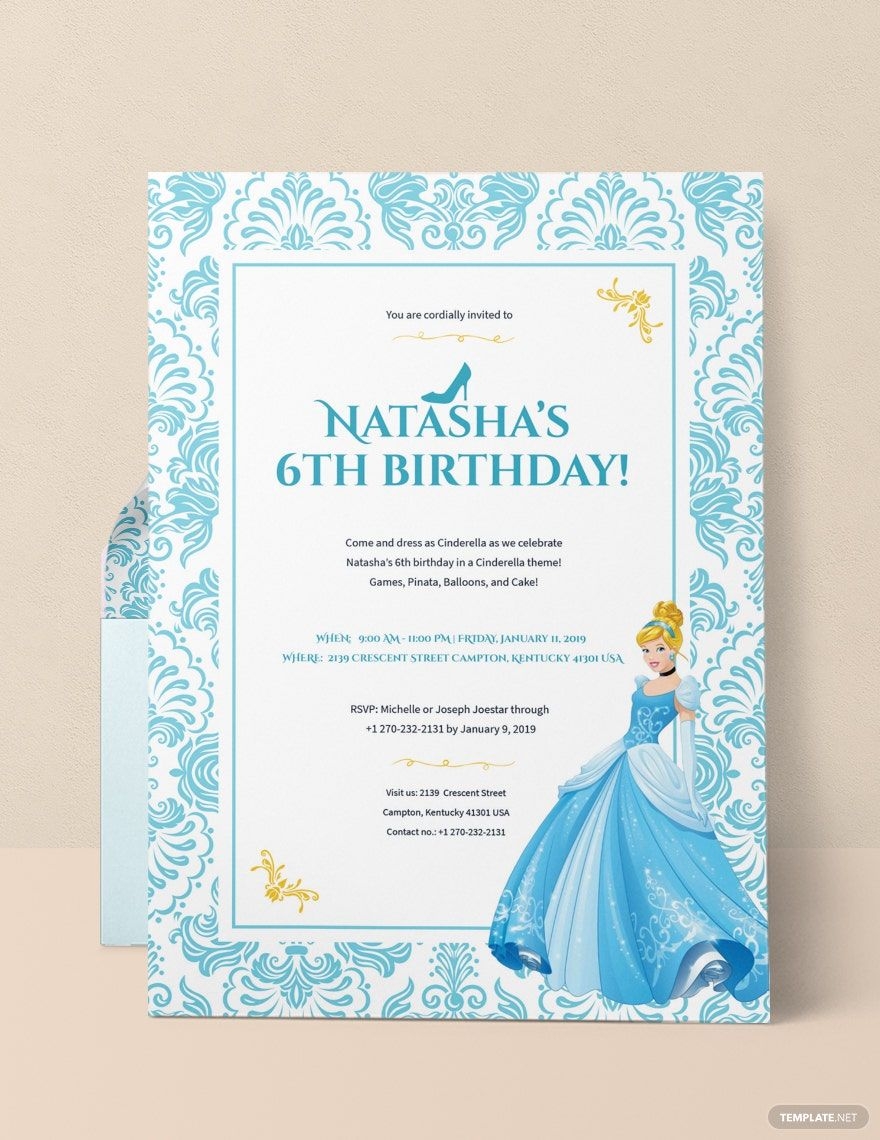 Cinderella Birthday Invitation Template In Word Pages Publisher 