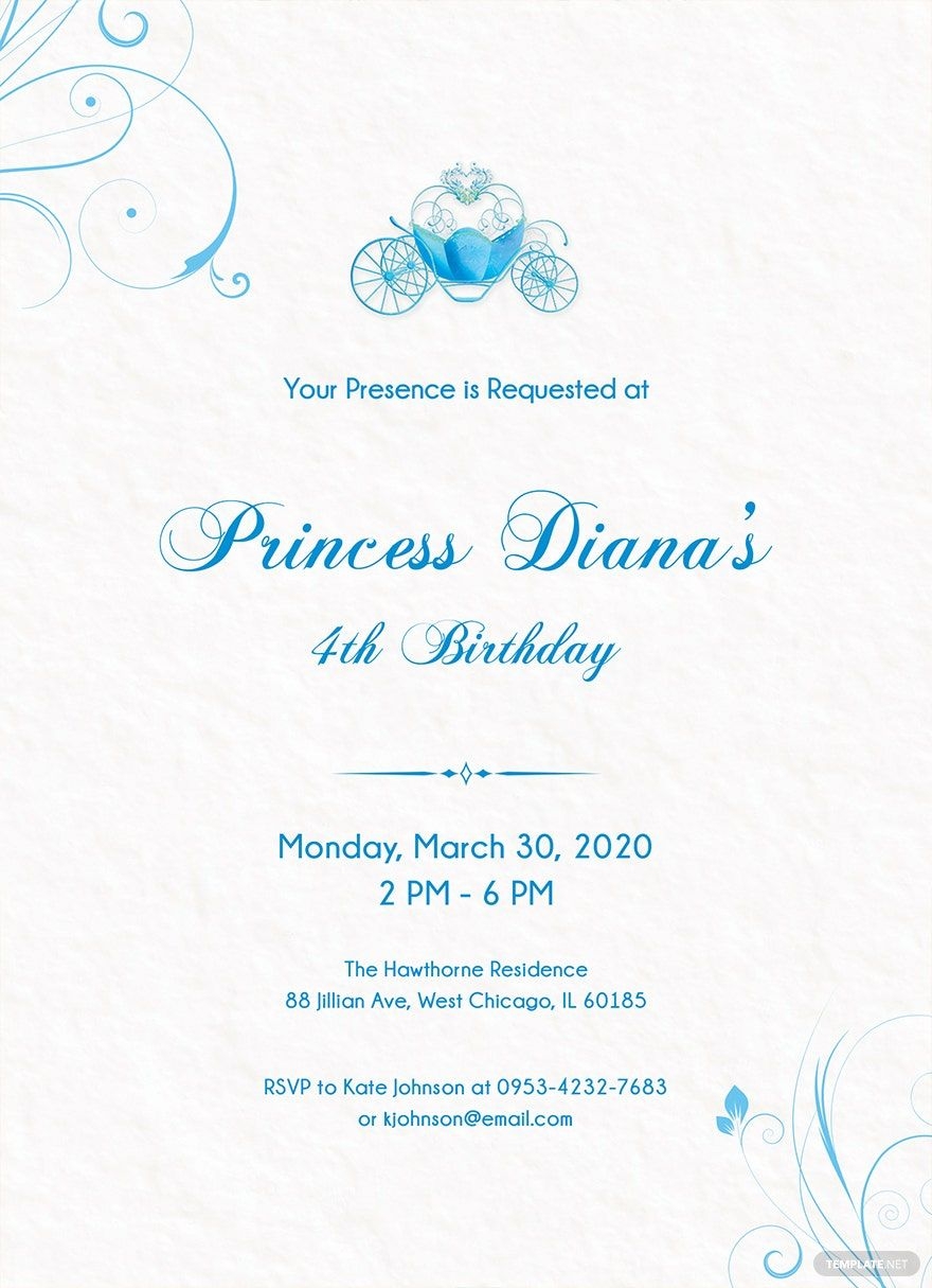 Cinderella Invitation Template Download In Word PDF Illustrator