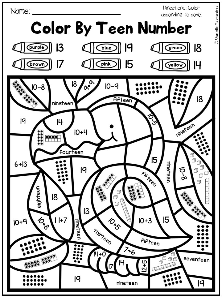 Color Code Math Worksheets