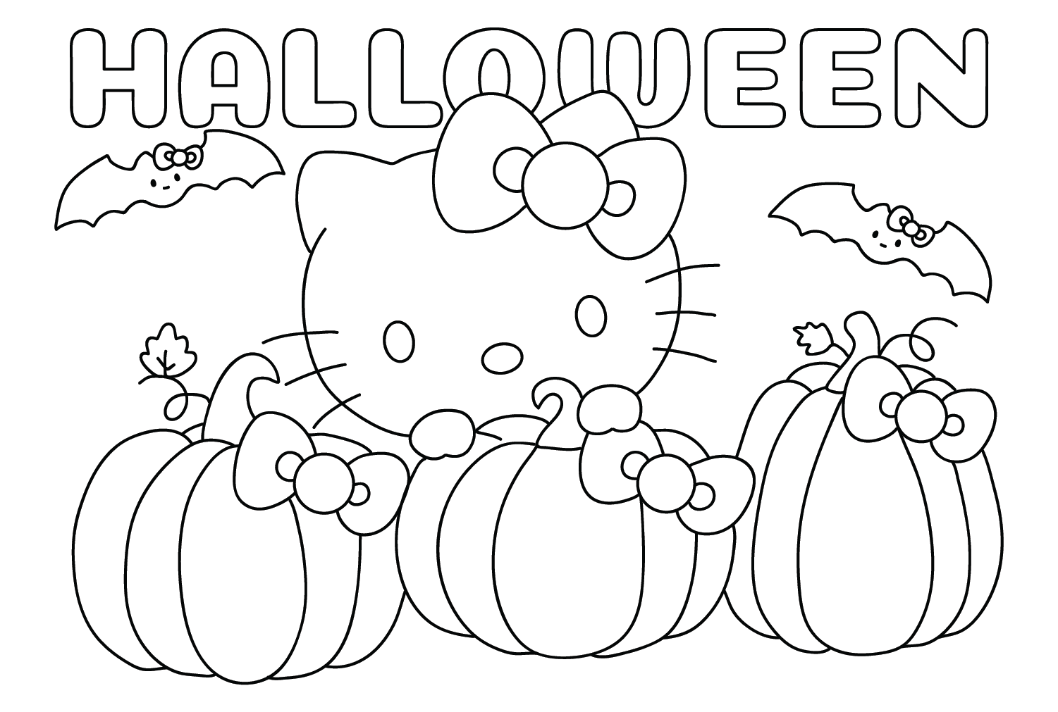 Hello Kitty Halloween Coloring Page