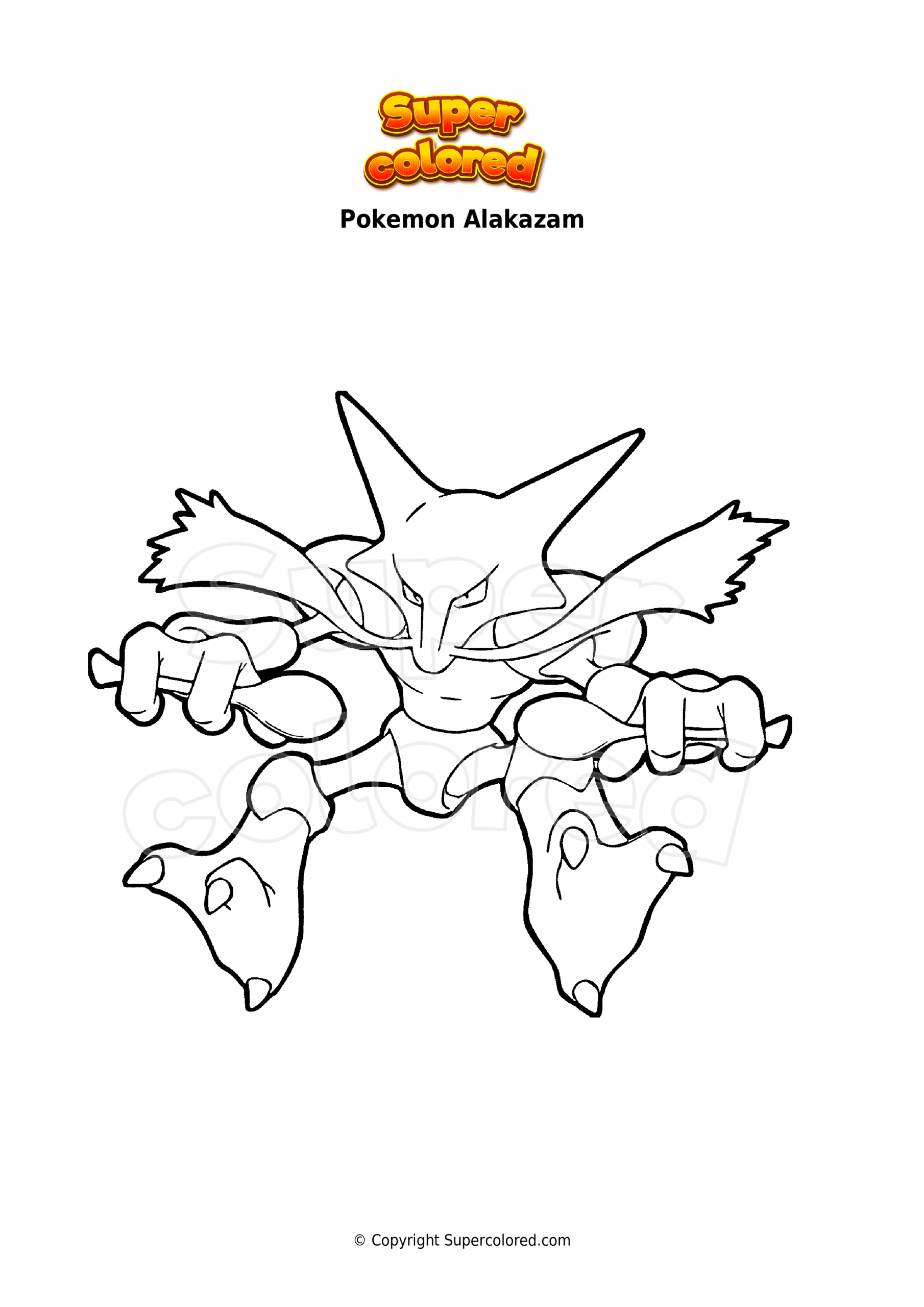 Coloring Page Pokemon Alakazam Supercolored