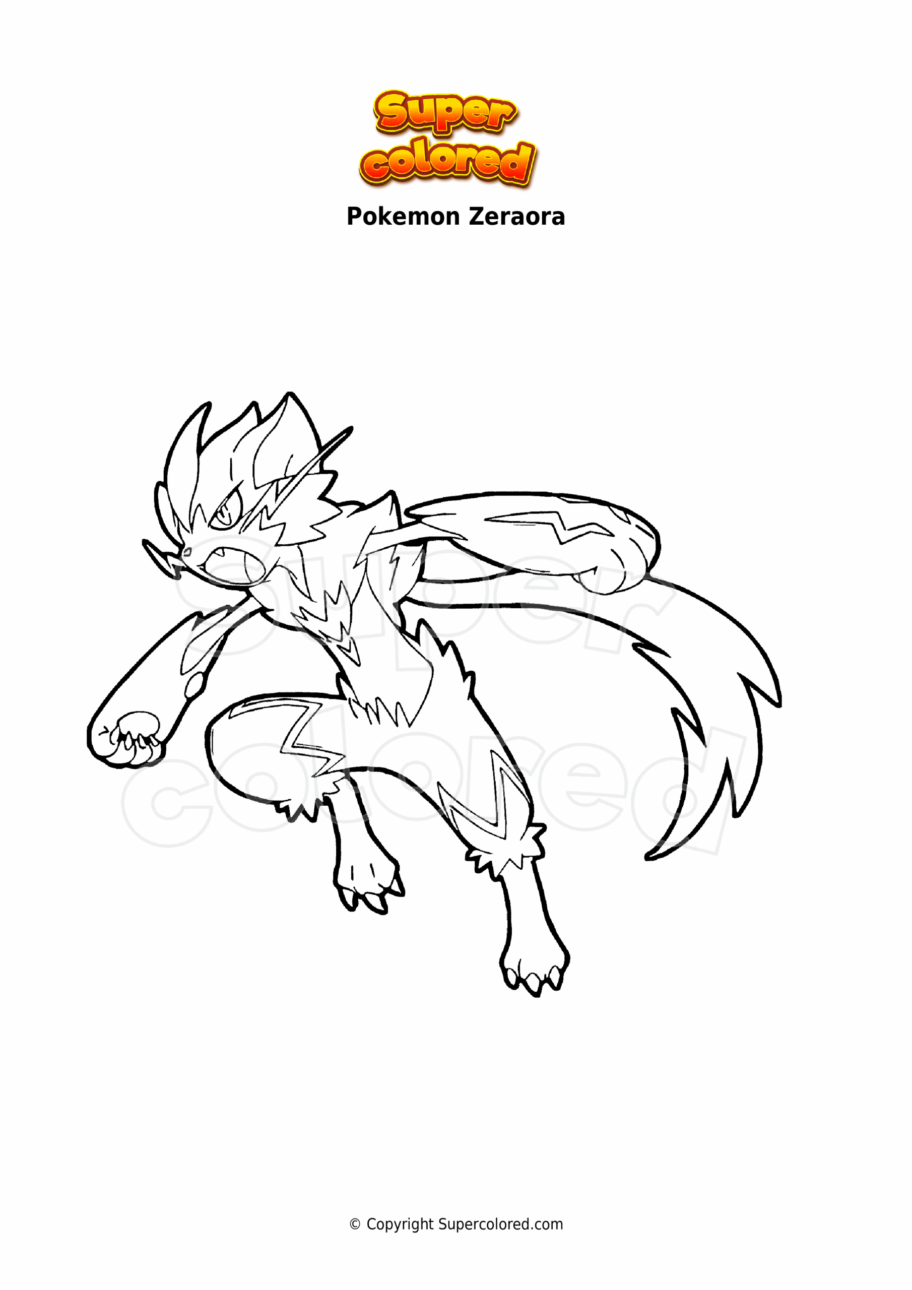 Coloring Page Pokemon Zeraora Supercolored