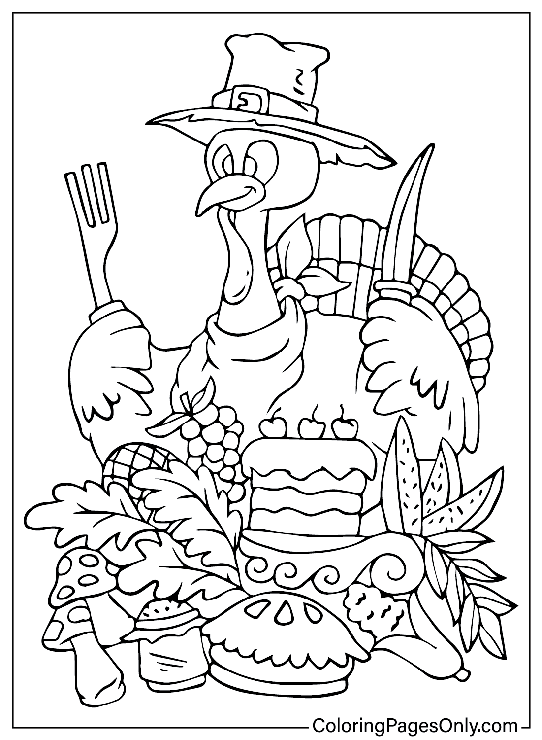 Coloring Pages Turkey Printable Thanksgiving Turkey Coloring Pages To 