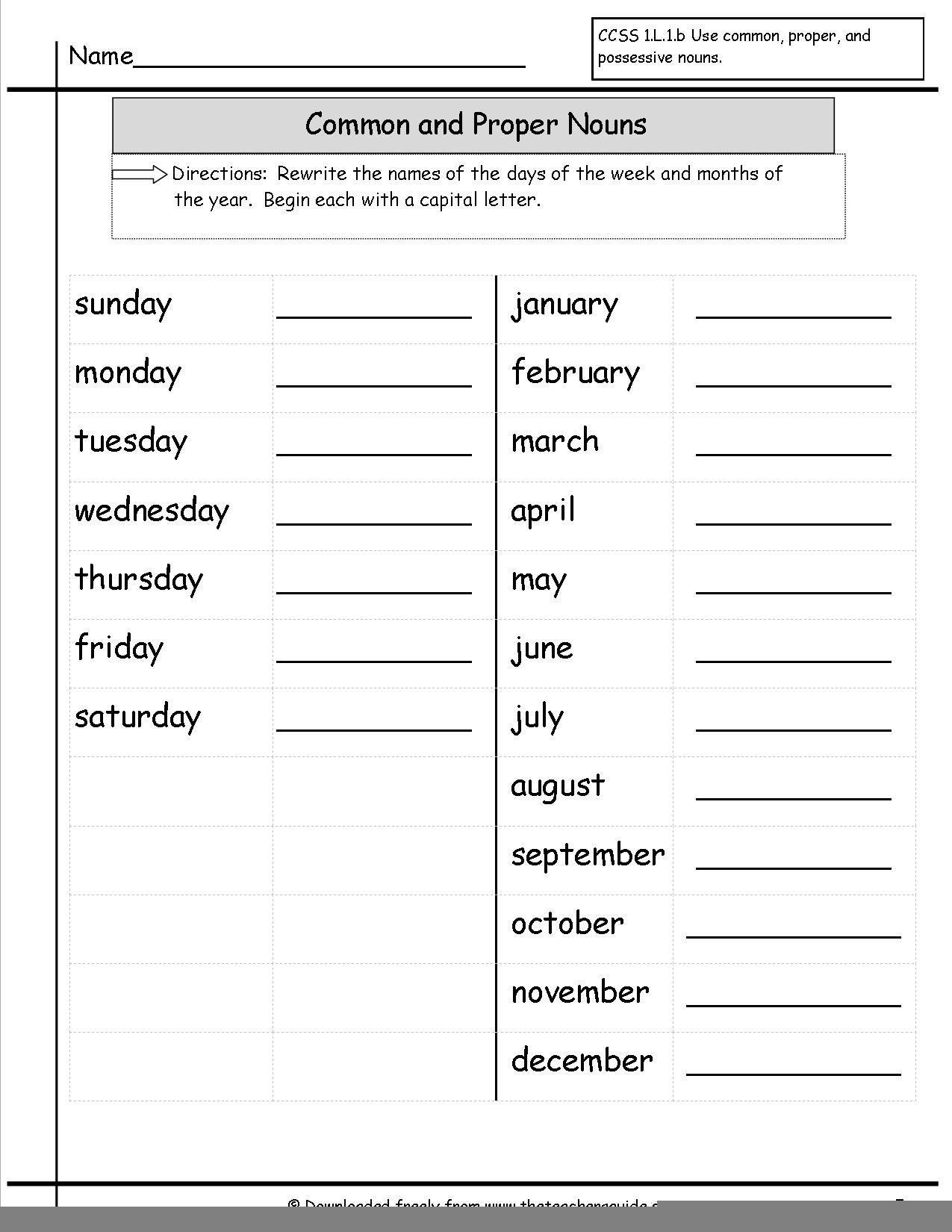 Common And Proper Noun Worksheets For Grade 5 Noun Worksheets