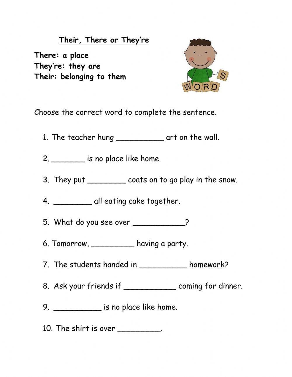 worksheet there their they're