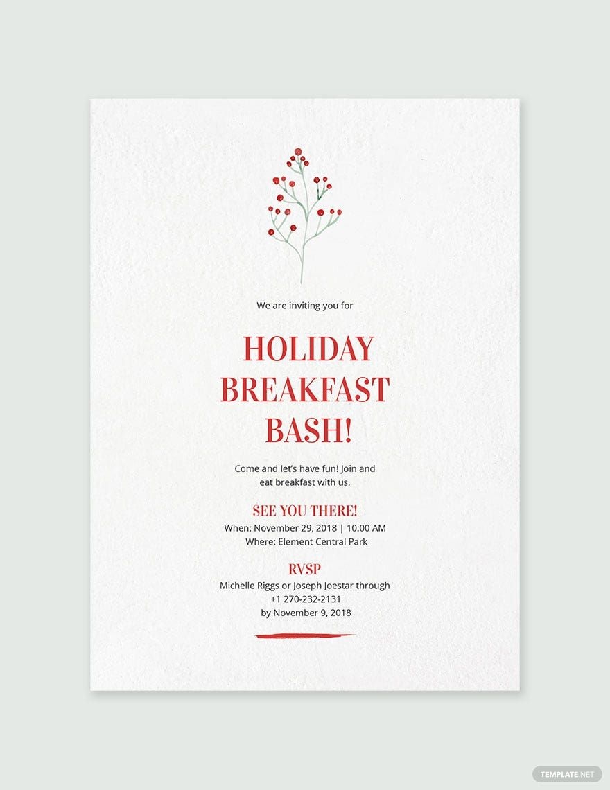 Company Breakfast Invitation Template In Illustrator PSD Publisher