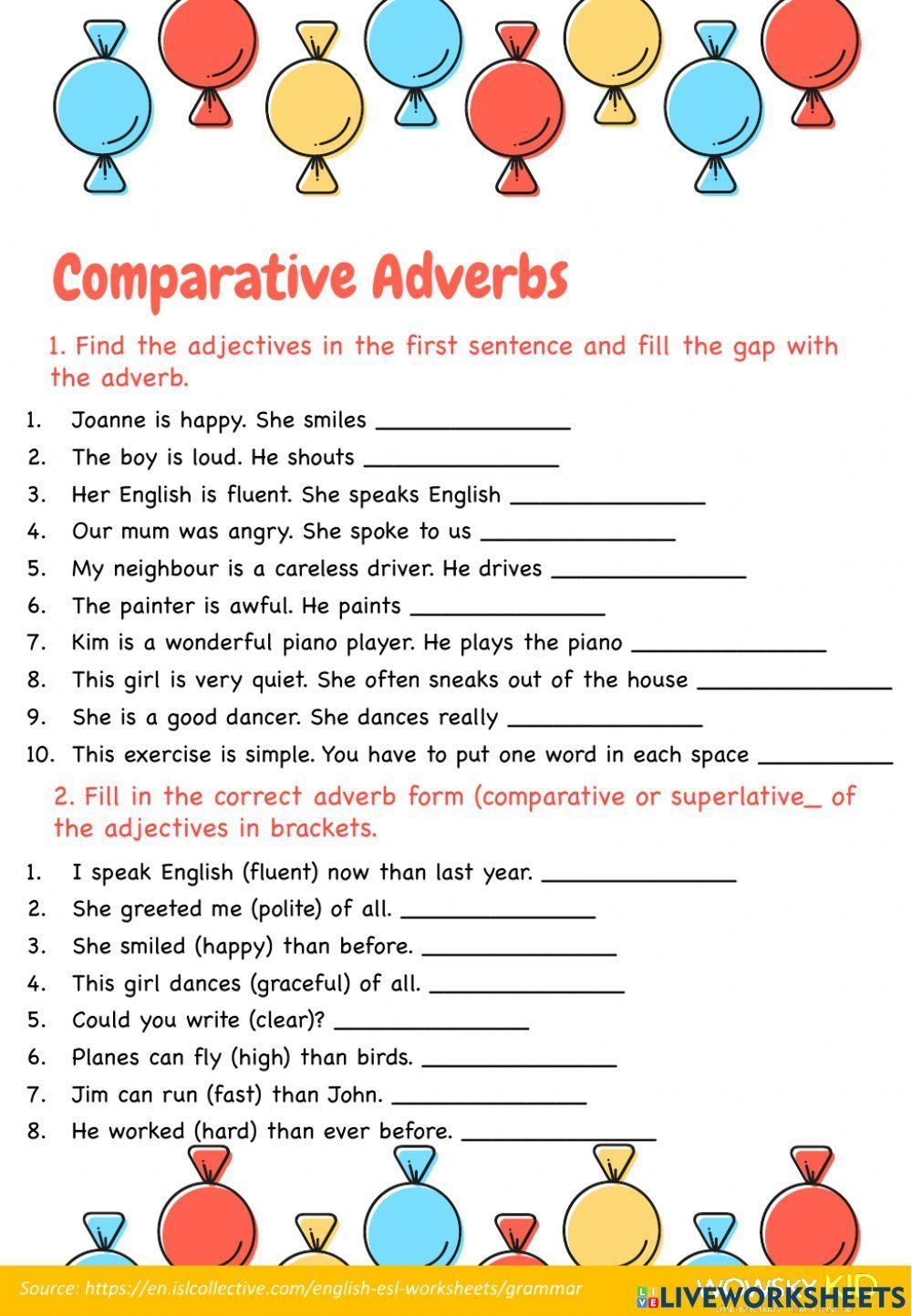 adverbs exercises worksheets