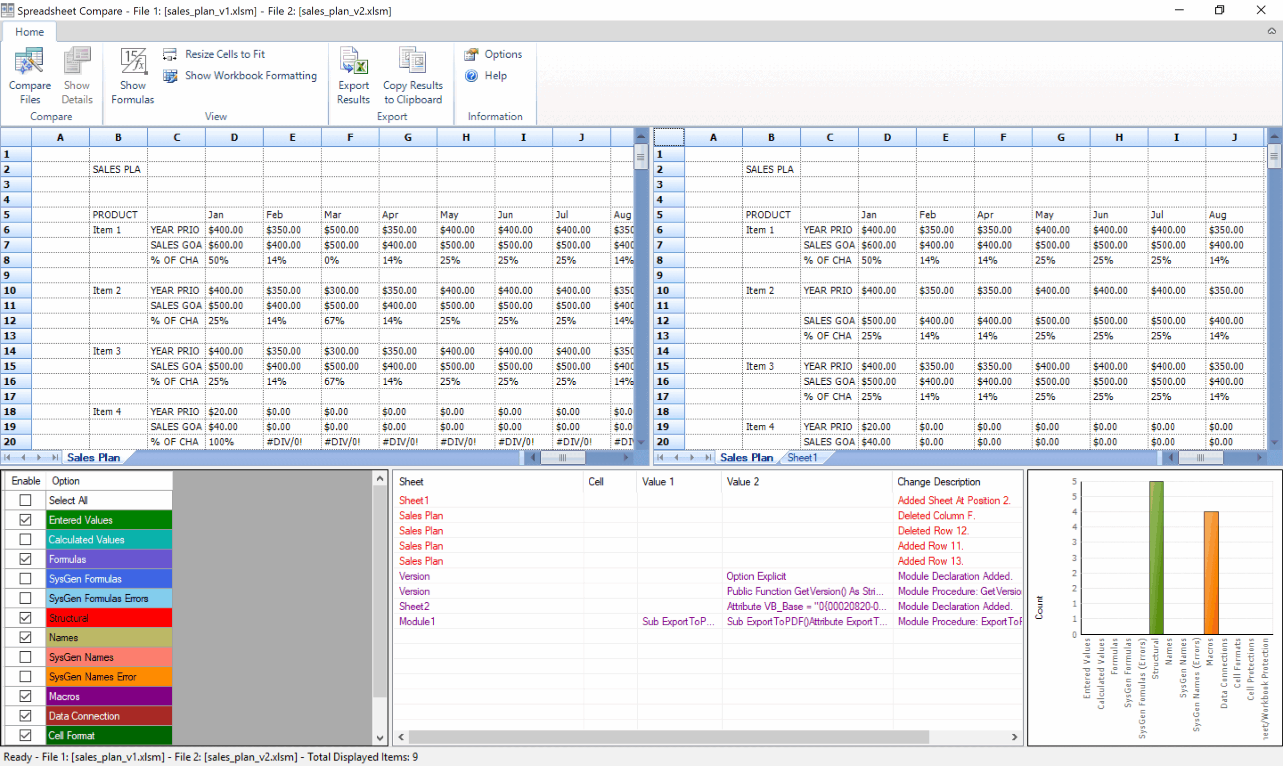 compare two excel worksheets for differences
