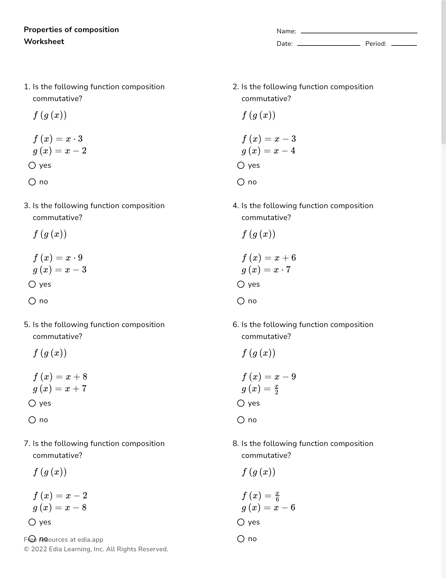 Composite Function Worksheet COMPOSITE FUNCTIONS Studocu 