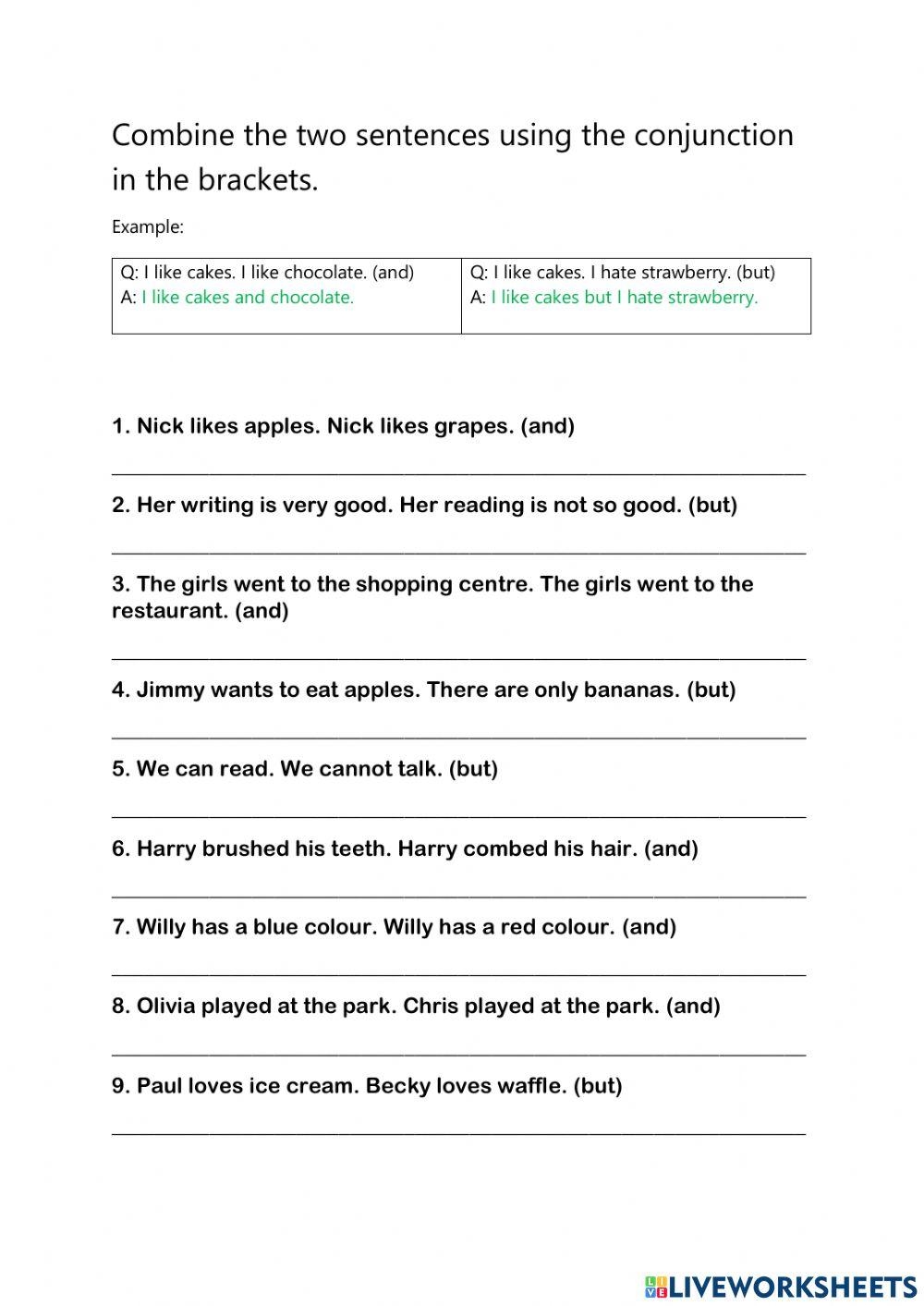 combining sentences worksheet